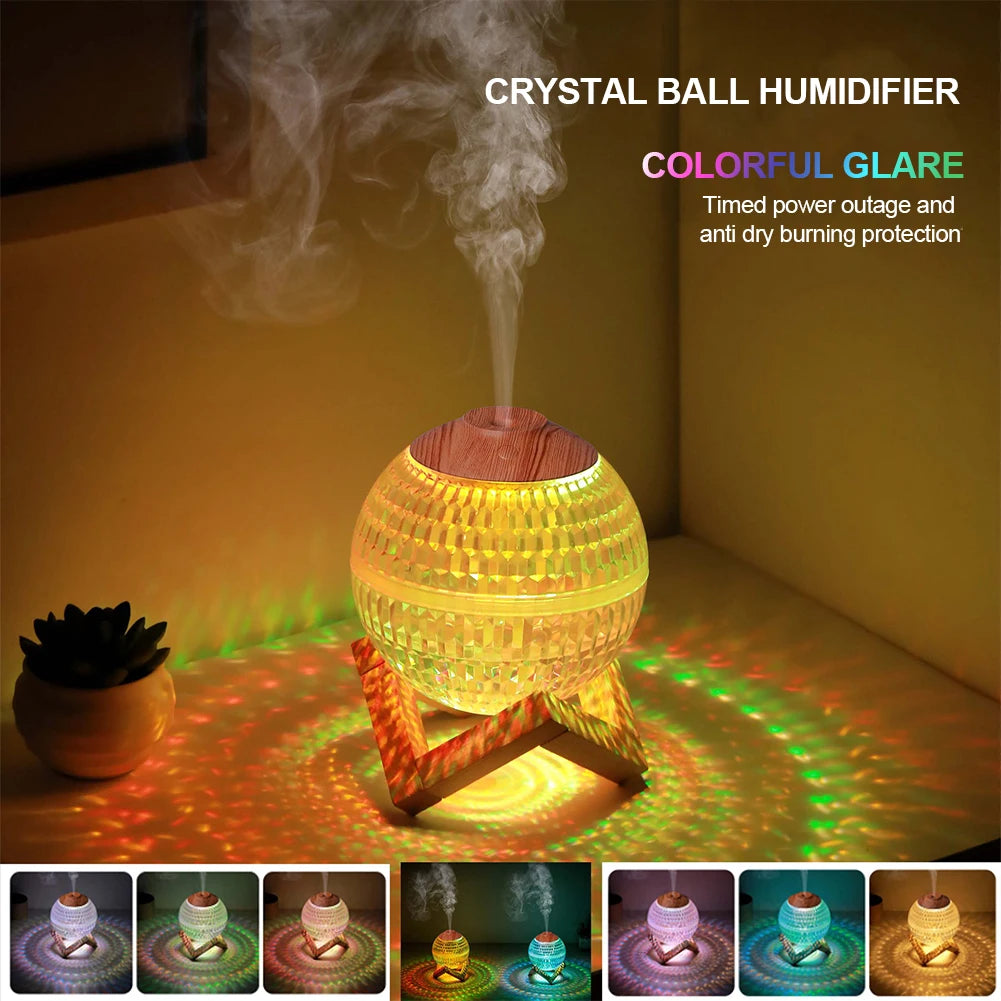 Crystal Ball Essential Oil Diffuser with Colorful Night Light Lasts Up To 6H Type-C Socket for Bedroom/Nursery/Office