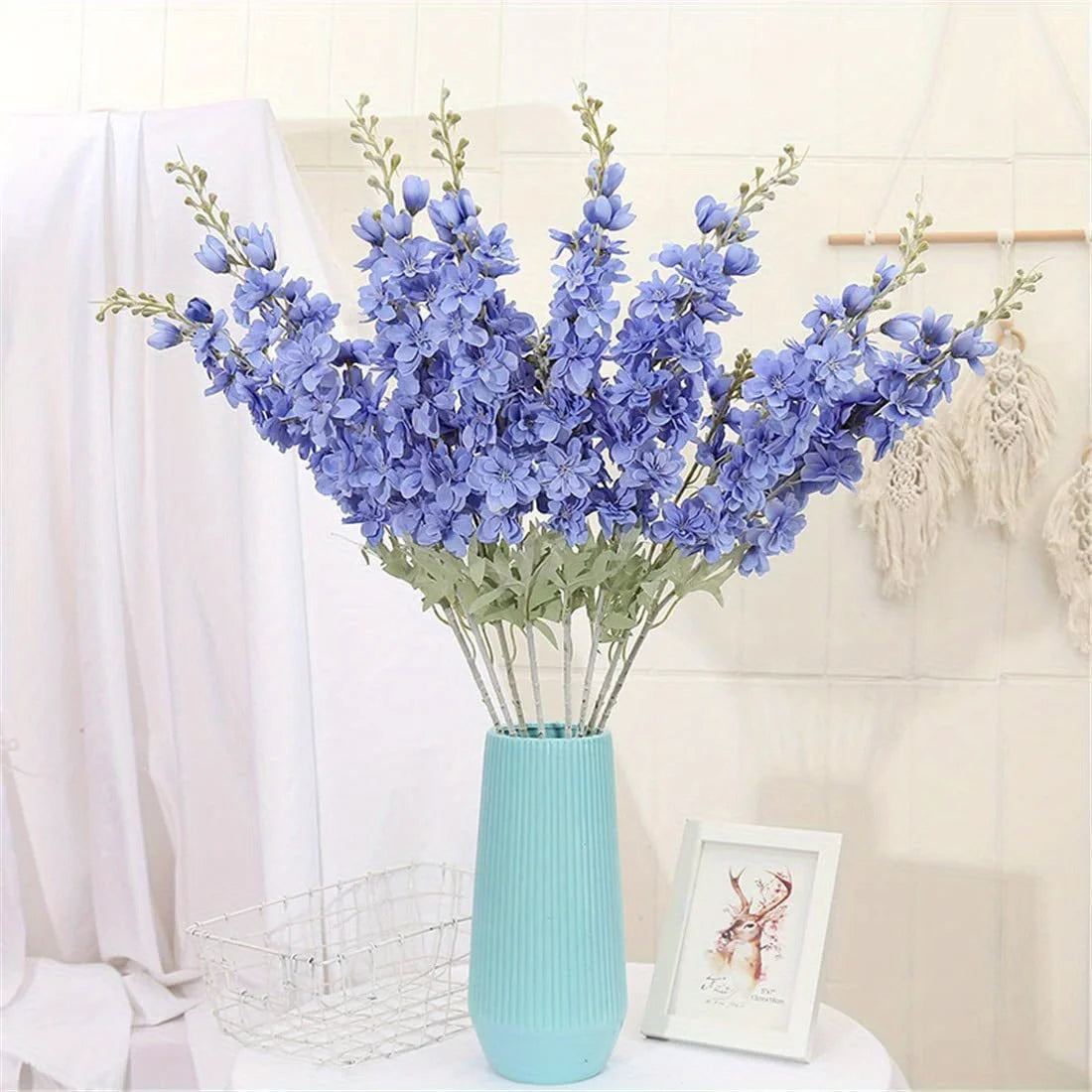 6 Pcs Delphinium Artificial Flowers for Vase Larkspur 33.5in Long Stem Faux Silk Flowers for Home Party Table Decor