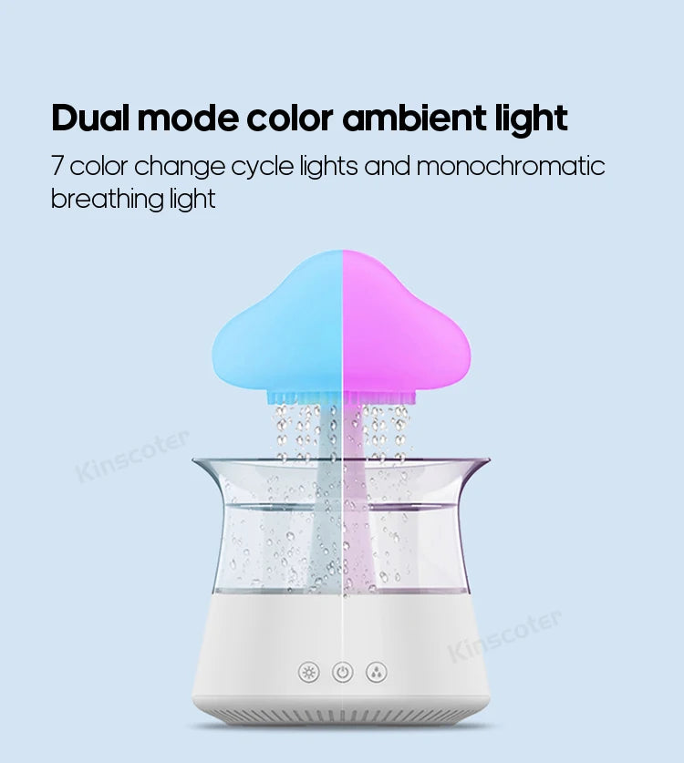 Rain Cloud Electric Air Humidifier Aroma Diffuser Zen Rain Water Drops Colorful Night Light Humidifier for Home