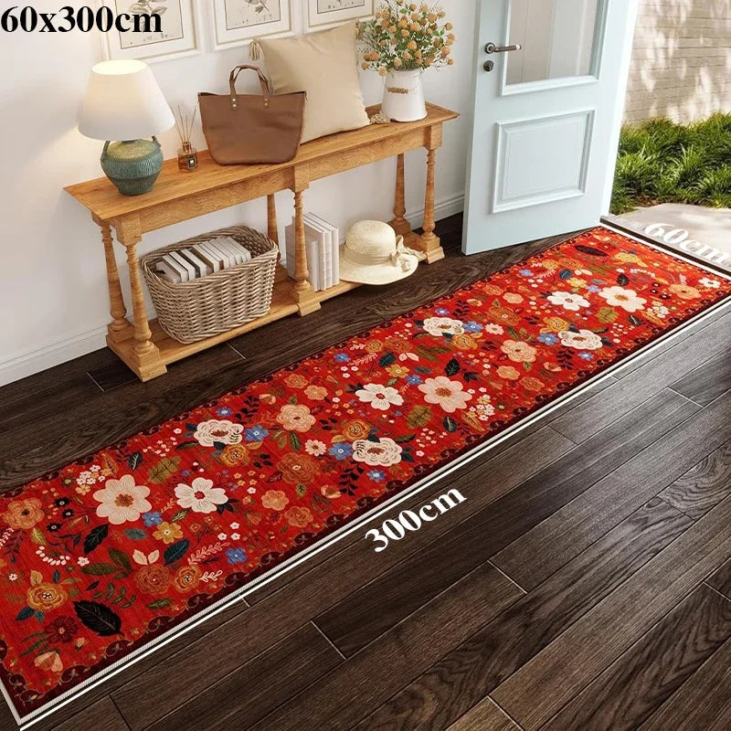 Hallway Carpet Runway Rug Machine Washable Non-slip Floor Mat Spring Flower Home Decoration Rugs for Living Room