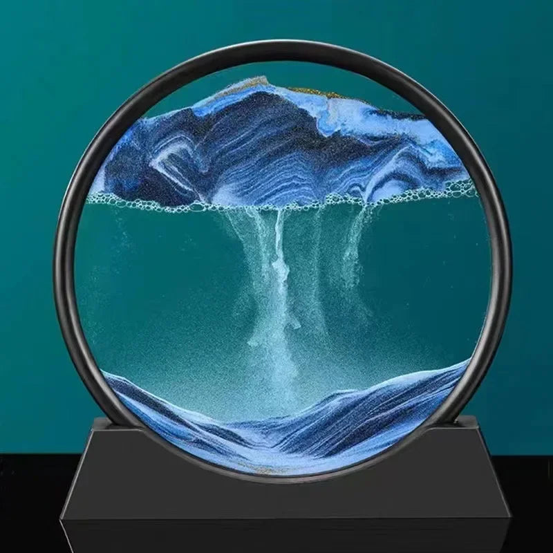 3D mobile sand round glass deep sea sand scene hourglass quicksand crafts