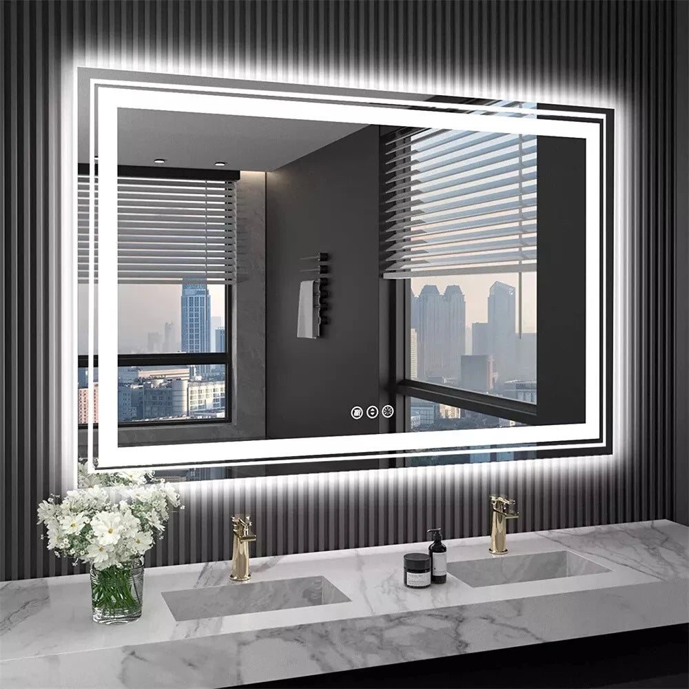 LED Mirror With Front Backlit Dimmable Wall Mirror HD Anti-fog