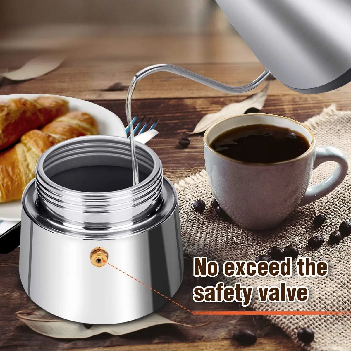 6 Cups Pot Caffe Machine Espresso, Latte, Percolator Stove Top Coffee Maker