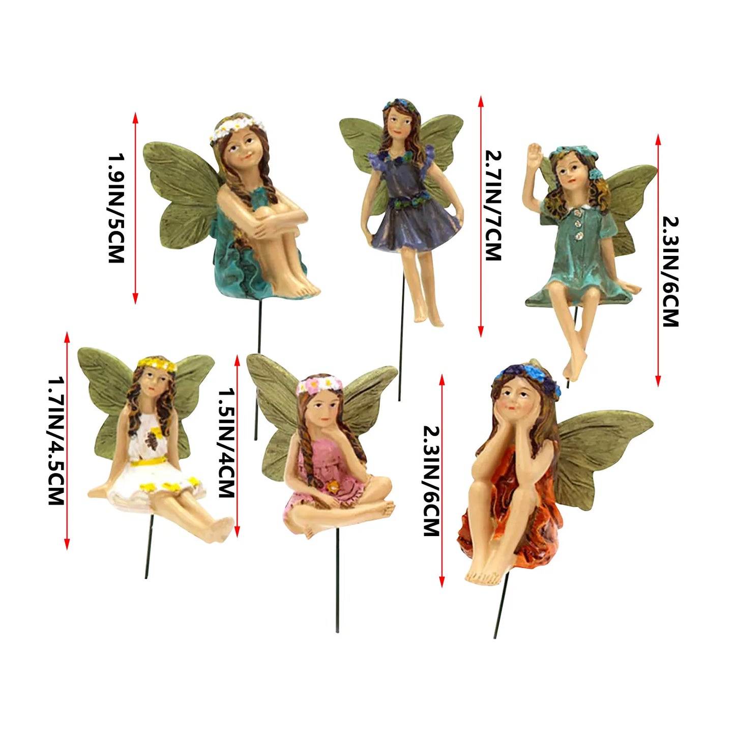 6pcs Fairies Mini Figurines Garden Home Decor Fairy-Ornament European Style Flower Statue Ornament