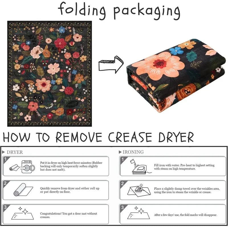Hallway Carpet Runway Rug Machine Washable Non-slip Floor Mat Spring Flower Home Decoration Rugs for Living Room