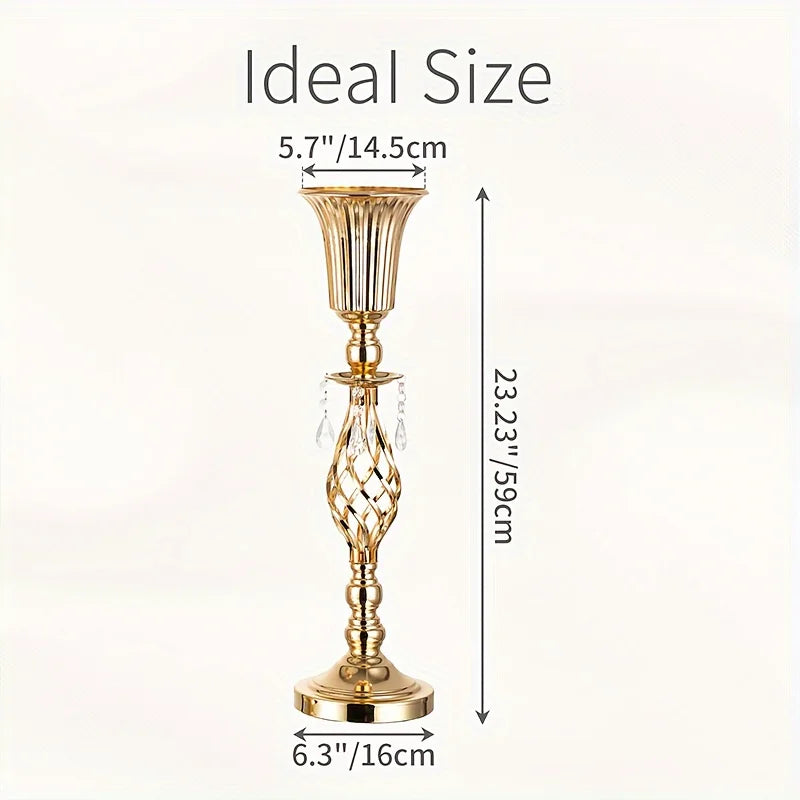 Gold Vase with Chandelier Crystal, 23.2-Inch-Tall Table Decorations for All Occasions