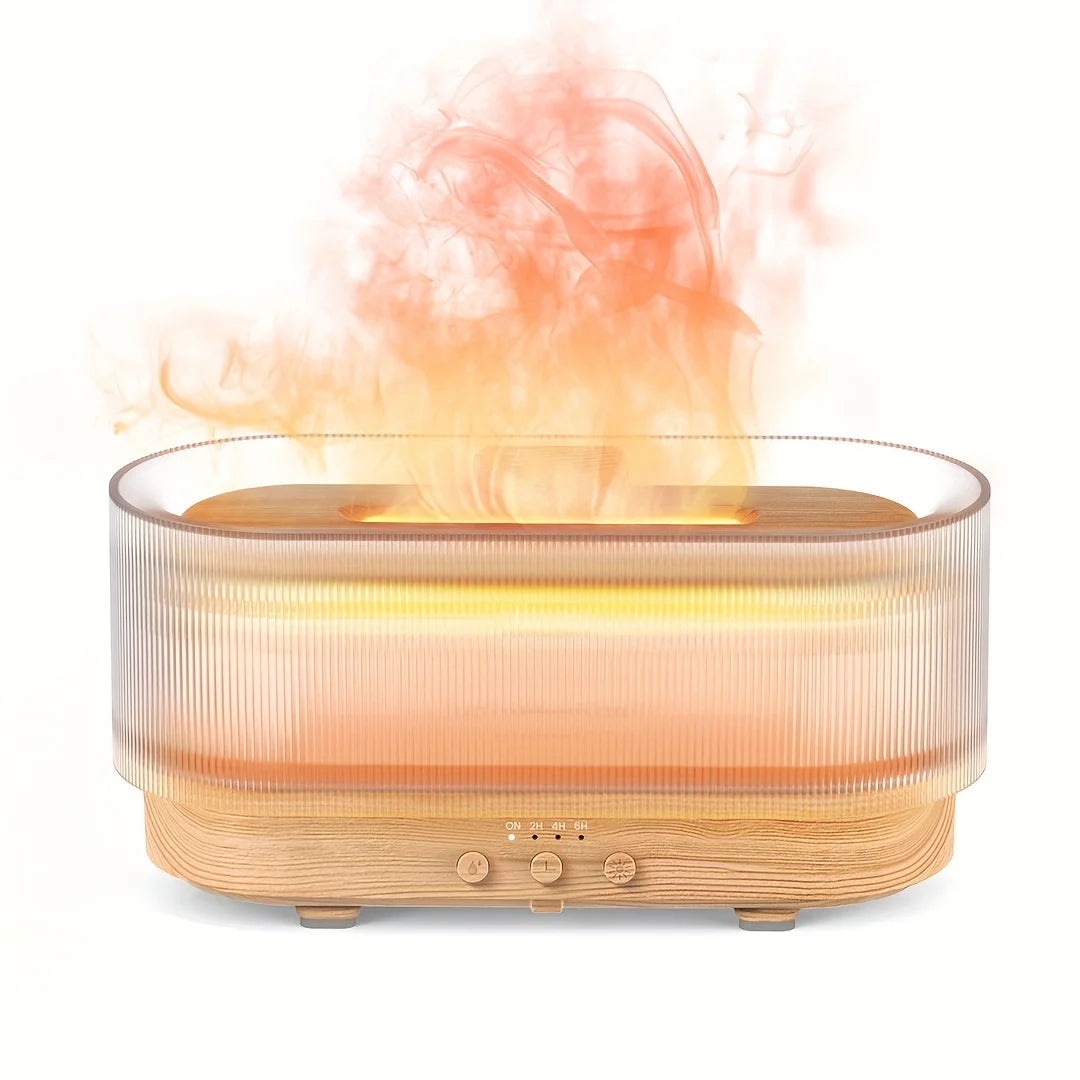 Humidifier 300ml 6 Colors Mood Simulation Flame Light Aromatherapy Diffuser Super Quiet Auto Shut-Off