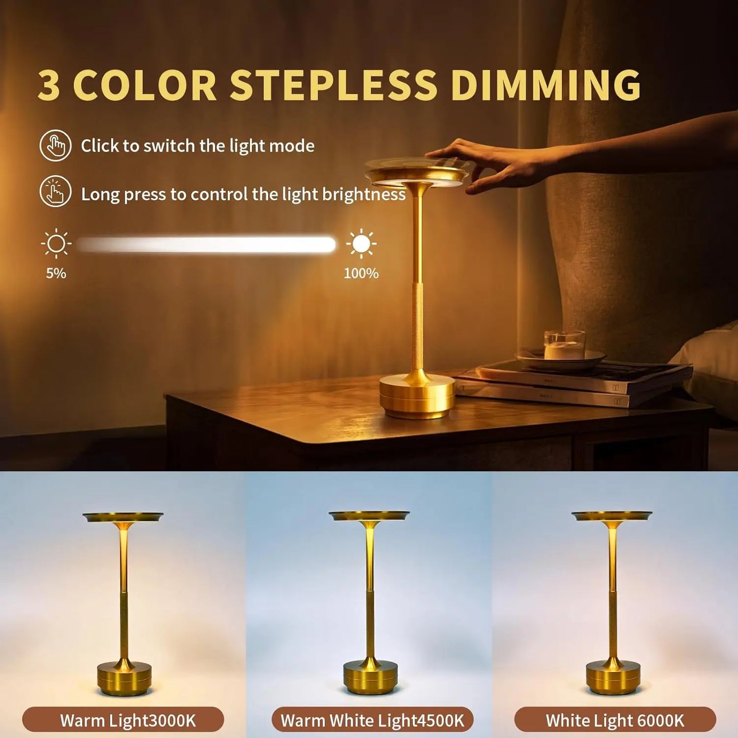Wireless Charging LED Lamp Dimming Atmosphere Retro Portable Charging Touch USB Lamp