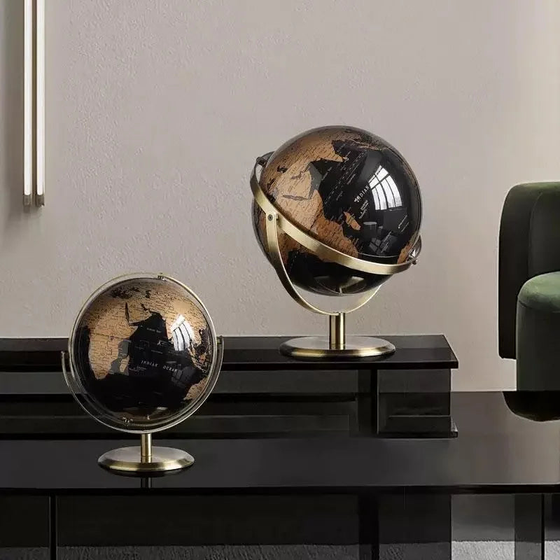 Creative metal rotating globe, living room office desktop decoration