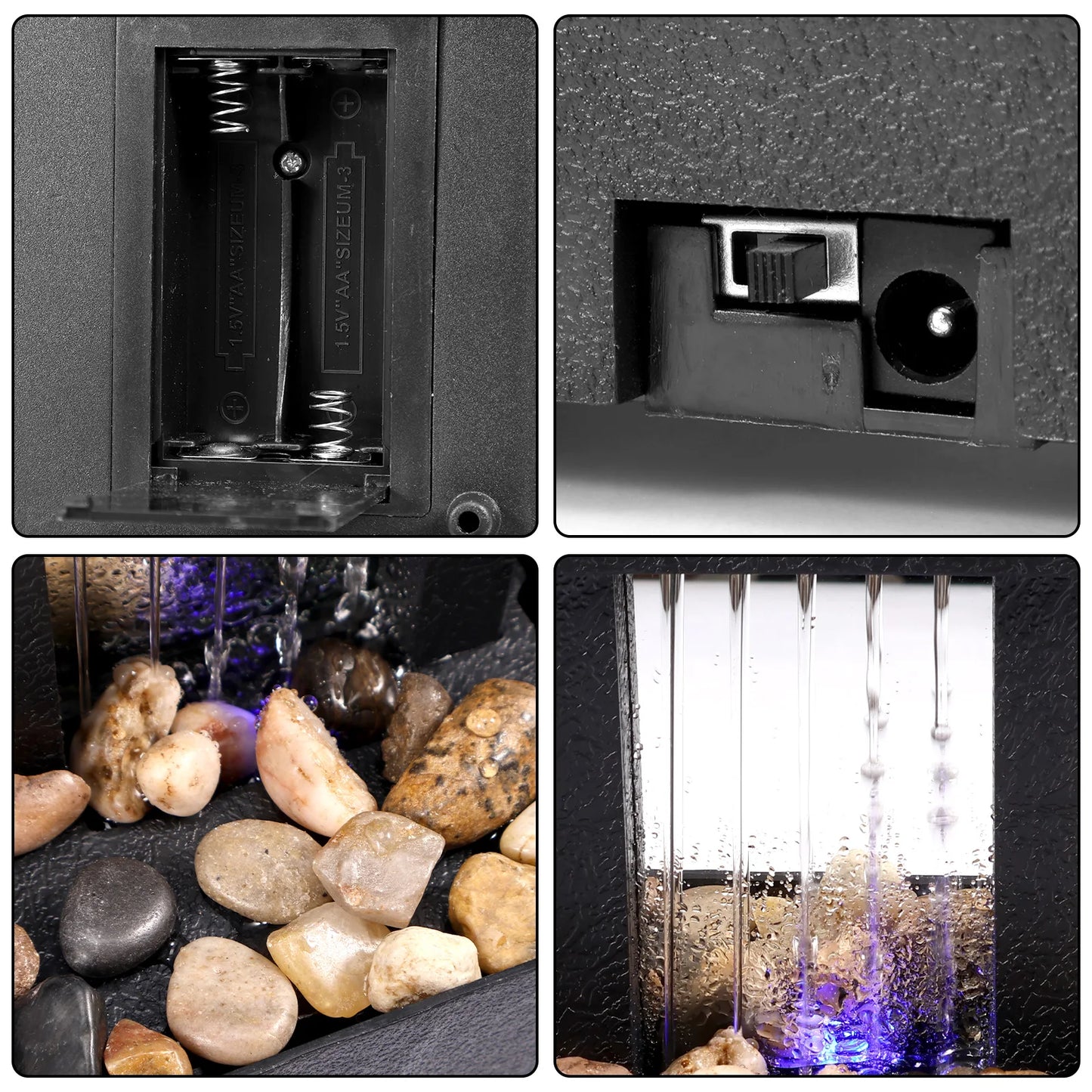 Water Fountain LED Indoor Decorative Fountain Home Decor Waterfall Zen Meditation