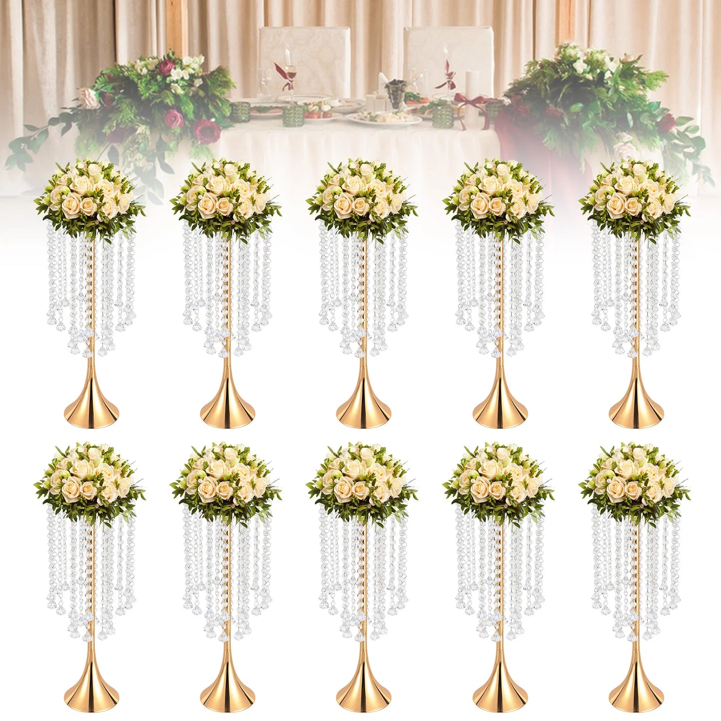 10Pcs Luxurious Flower Stand Centerpieces Flower Stand, Tabletop Dinner Home Decor