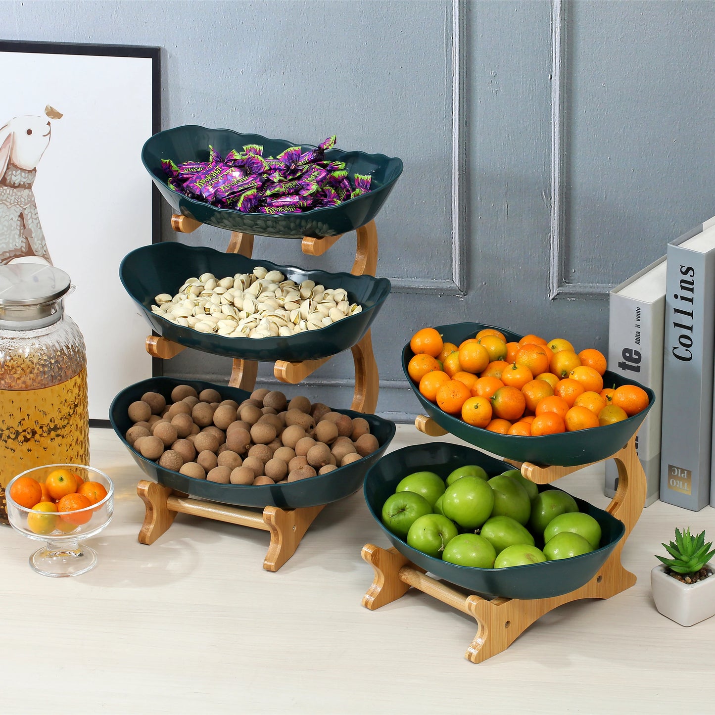 2/3 Layer Fruit Plate Plastic Snack Dish Creative Modern Dried Fruit Basket Candy Dish Cake Stand Salad Bowl