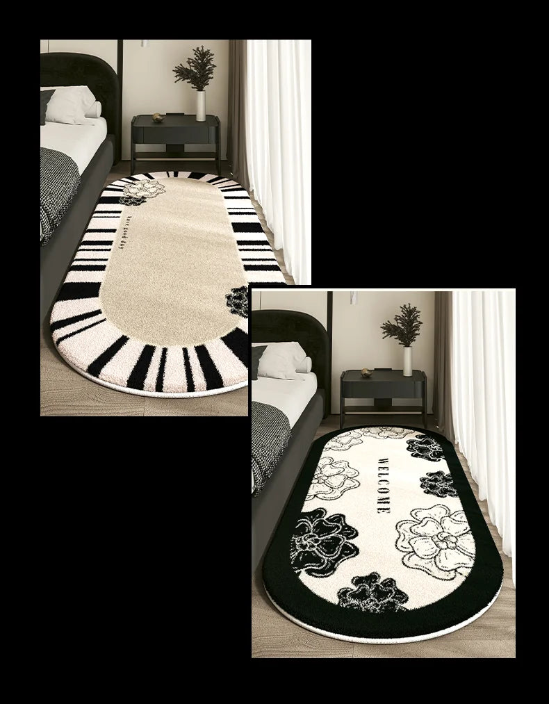 Cashmere French Bed Rug Advanced Sense Living Room Study Oval Dirt Resistant Non-Slip Carpet