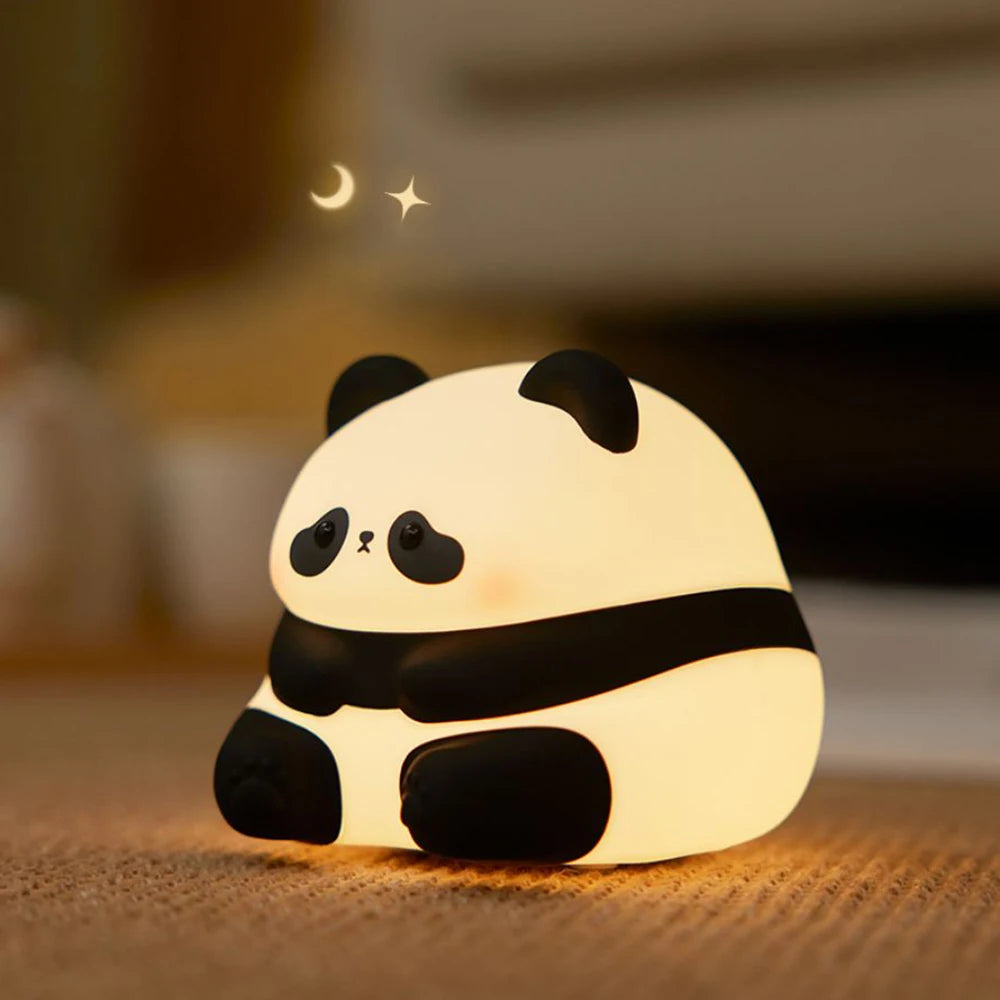 LED Night Light Cute Panda Silicone USB Rechargeable Timing Bedside Decor Kids Baby nightlight