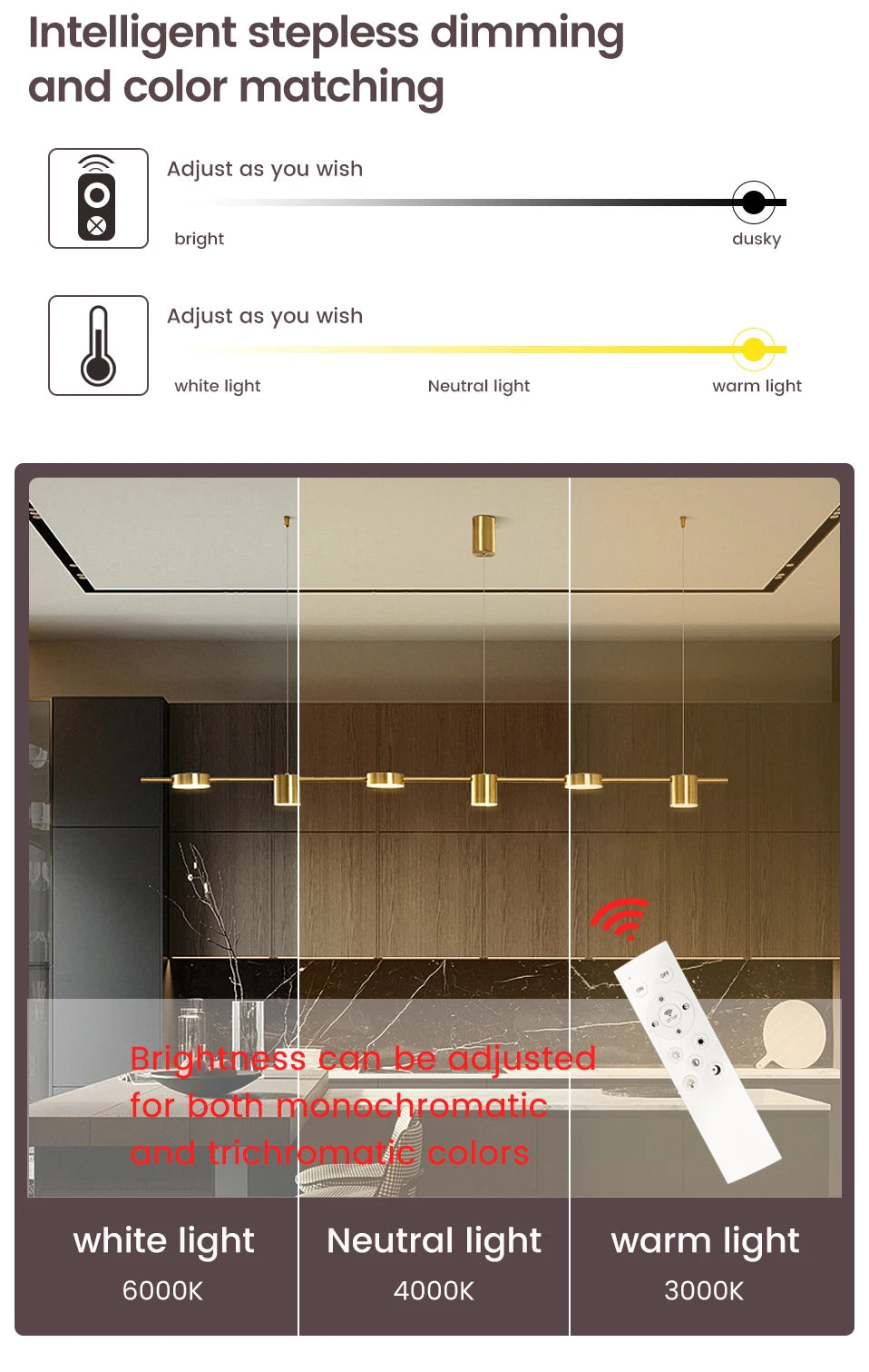 Led Living Room Chandeliers Ceiling Hanging Light Fixture Dimmable Indoor Lighting Lamp