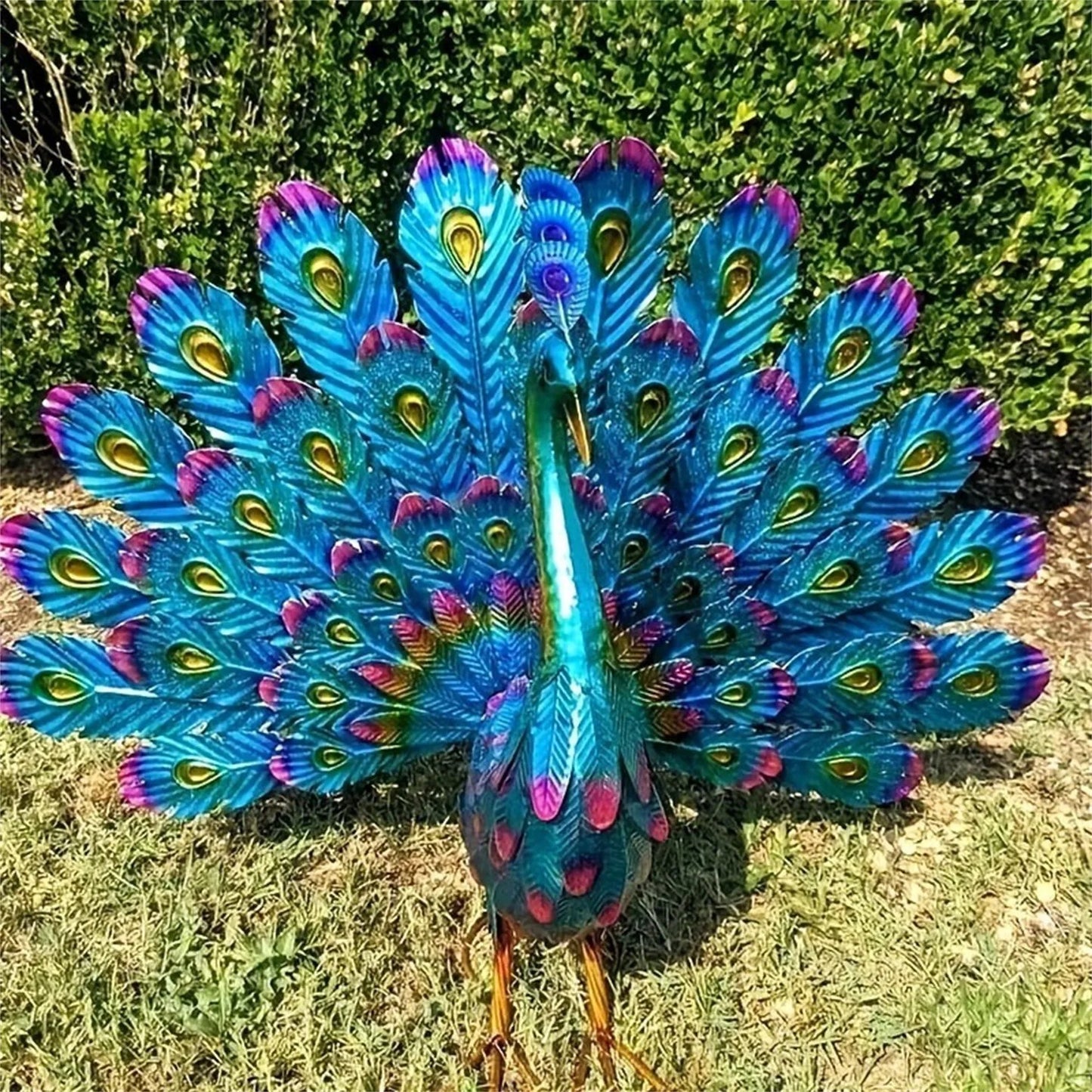 Peacock Sculpture Handmade Craft Collectible Peacock Figurine Garden