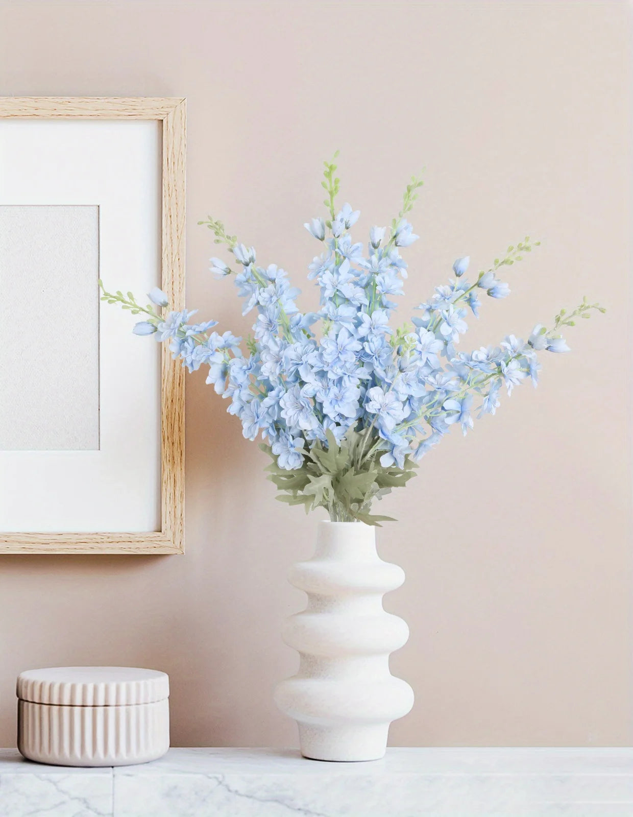 6 Pcs Delphinium Artificial Flowers for Vase Larkspur 33.5in Long Stem Faux Silk Flowers for Home Party Table Decor