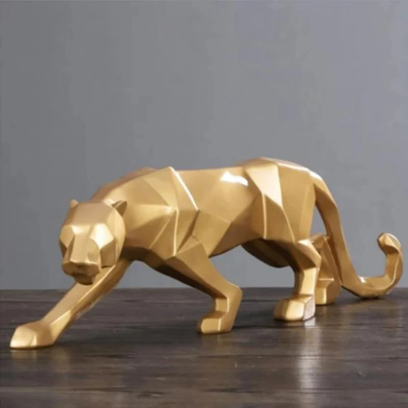 Panther Statue Figurine Abstract Geometric Style Leopard Sculpture for any room