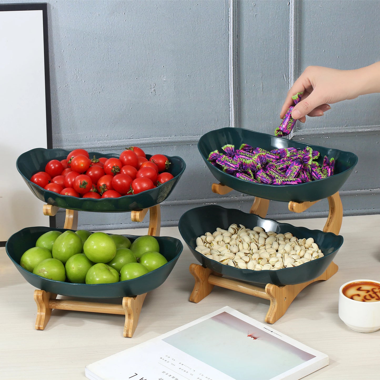 2/3 Layer Fruit Plate Plastic Snack Dish Creative Modern Dried Fruit Basket Candy Dish Cake Stand Salad Bowl