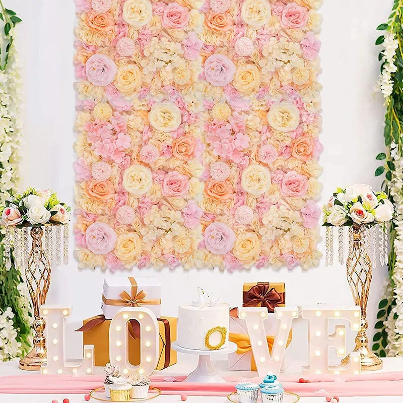 Pink Silk Rose Flower Wall Decoration Backdrop Decor