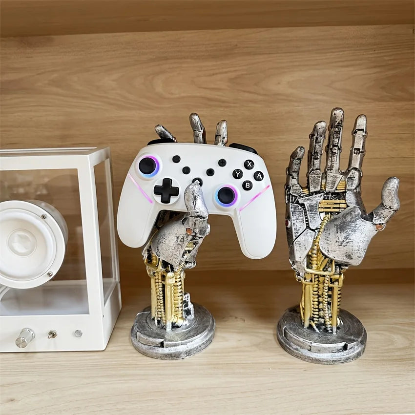 Cyberpunk Robotic Hand Ornament Gamepad Holder Ring String Desktop Holder Photo Prop Home Decoration 1pc