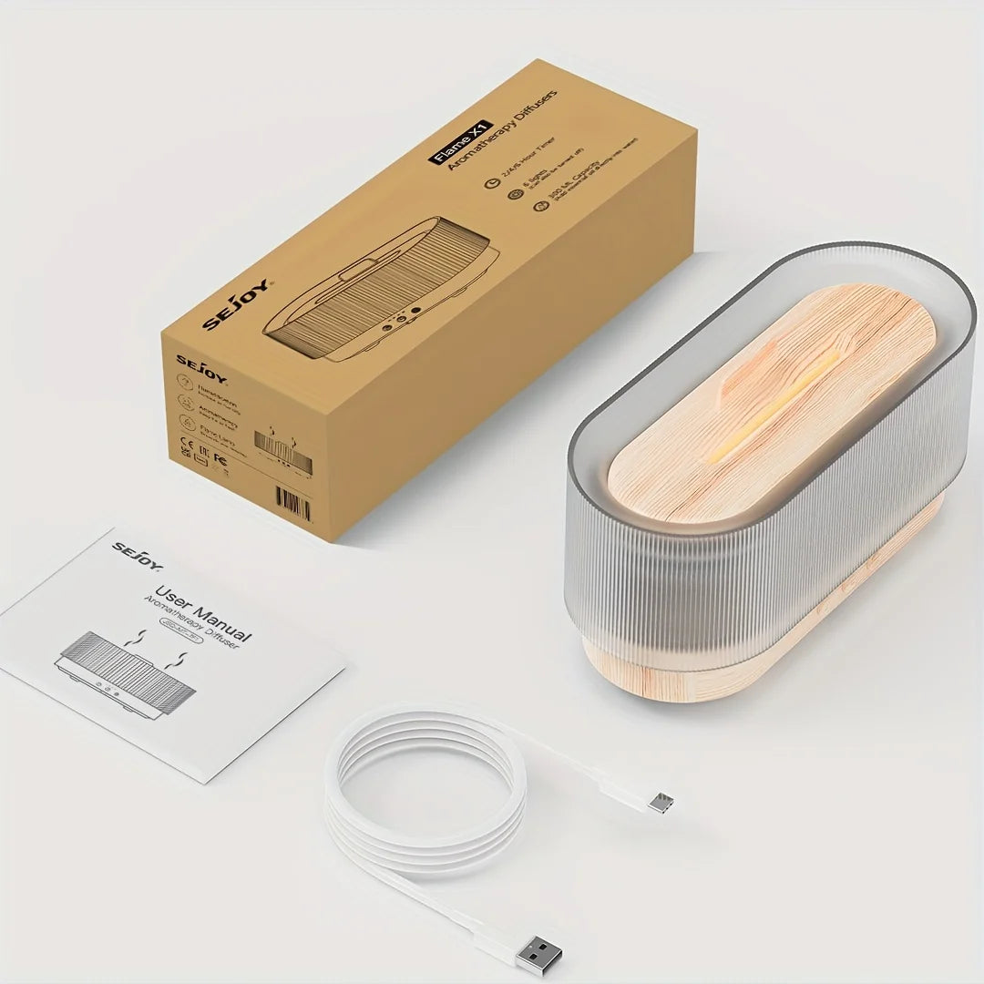 Humidifier 300ml 6 Colors Mood Simulation Flame Light Aromatherapy Diffuser Super Quiet Auto Shut-Off