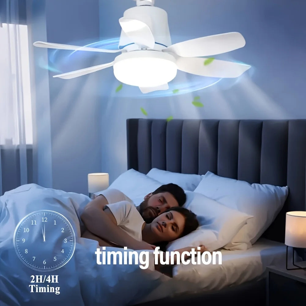 LED Ceiling Fan Light, E26/E27 Base with Remote Control, Timer, 6 Blades, 3 Speeds, Adjustable Brightness and Color Temperature