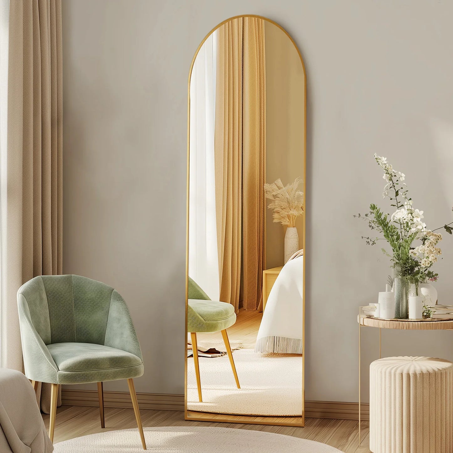 JHK Full Body Wall Mirror 59"x16" Standing Hanging or Wall-Mounted Mirrors with Stand Aluminum Alloy Frame