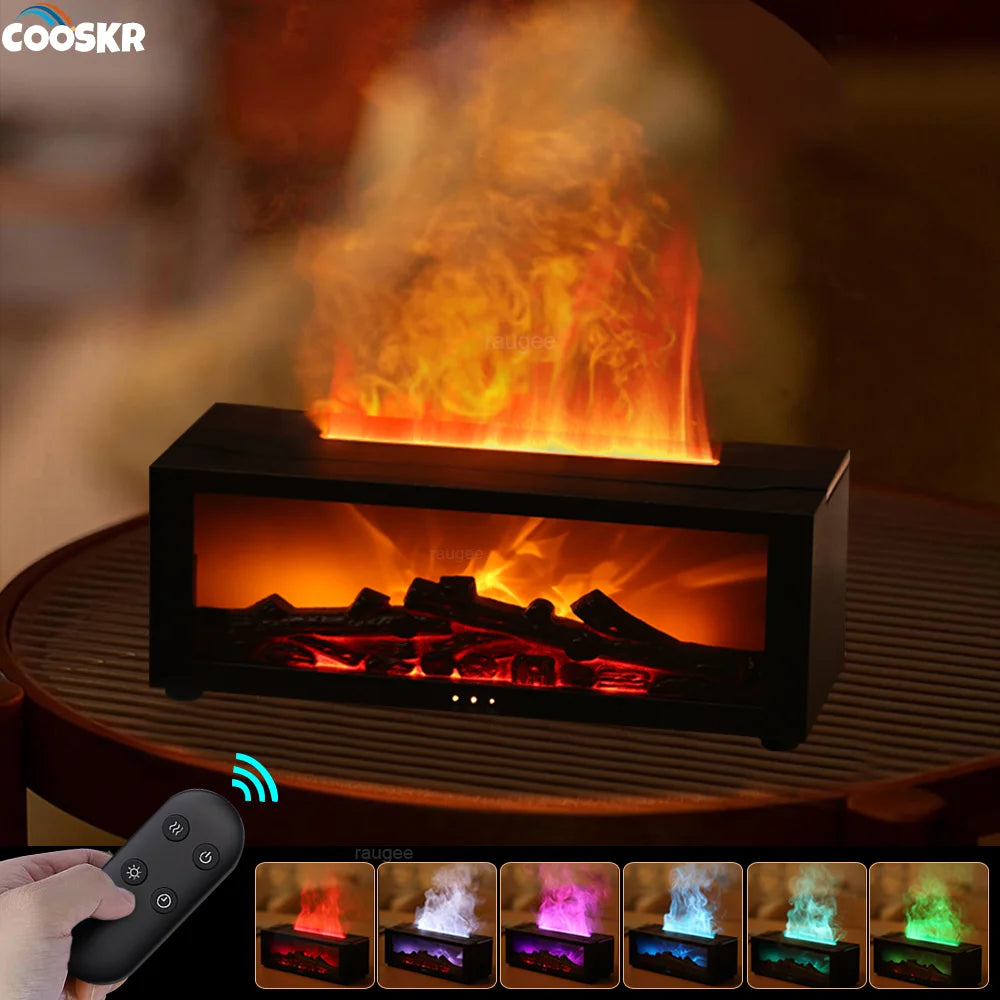 Air Humidifier Essential Oil Aroma Flame Automatic Fragrance Diffuser With LED Light Remote Control