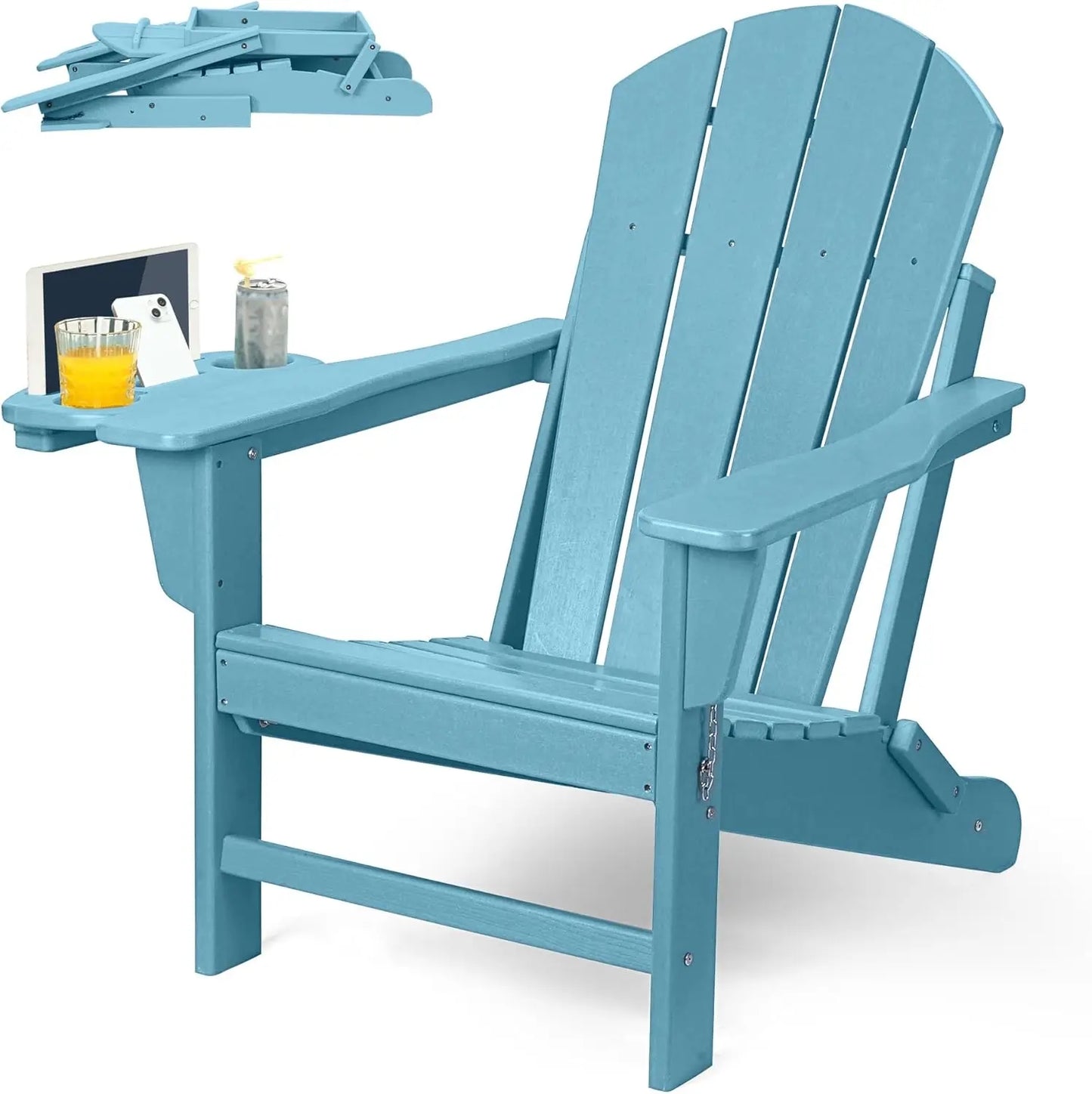 Adirondack Chair Set Chair w/4 in 1 Cup Holder Trays, Weather Resistant Outdoor