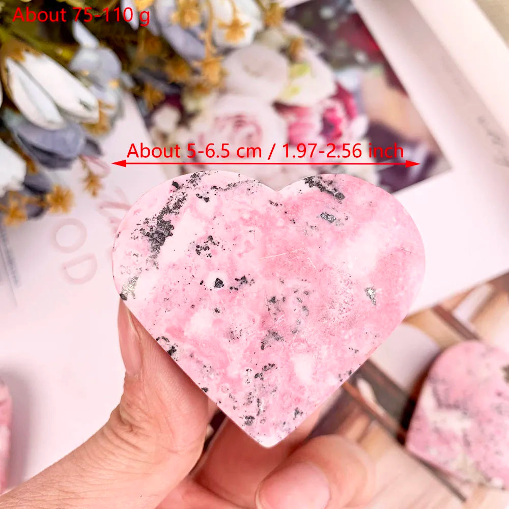 1Pc Natural Mineral Crystal Peru Rhodonite Heart Polishing Unique Pink Pattern Perfect Home Decor