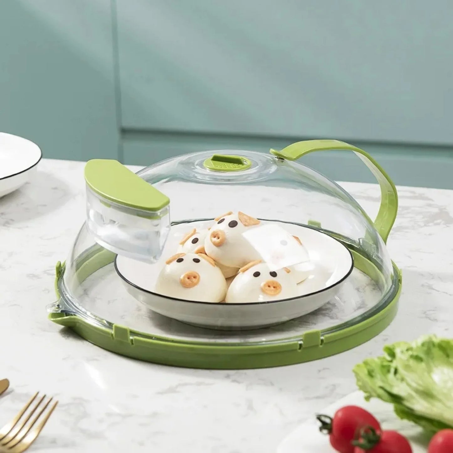Microwave Cove Clear Splatter Cover with Water Steamer and Handle 10 Inch Plate Cover