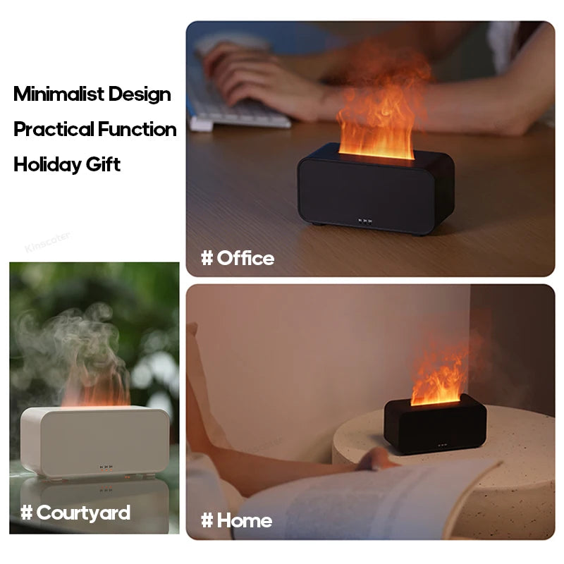 New Aroma Diffuser Humidifier Ultrasonic Cool Mist Fogger LED Essential Oil Flame Lamp