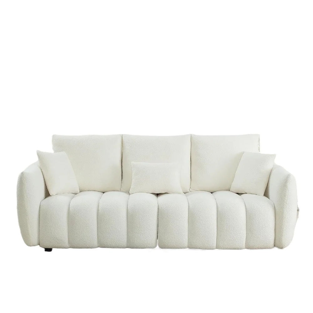 Modern Sofa Couch, Comfy Deep Seat Teddy Cloud Sofa, Upholstered 3-Seater Boucle Couch, Oversized Loveseat Living Room Sofas