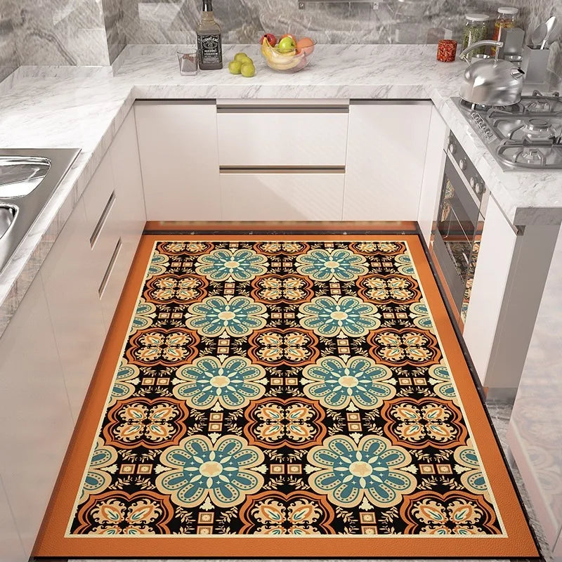 Kitchen Carpet Non-slip Rugs Waterproof Floor Mat Anti-fatigue Leather Area Rug Oil-proof Easy To Clean Alfombras De Cocina