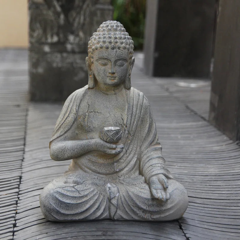 Solar Buddha Sculpture Light Zen Asian Garden Decor Outdoor Front Porch Patio Yard or Home