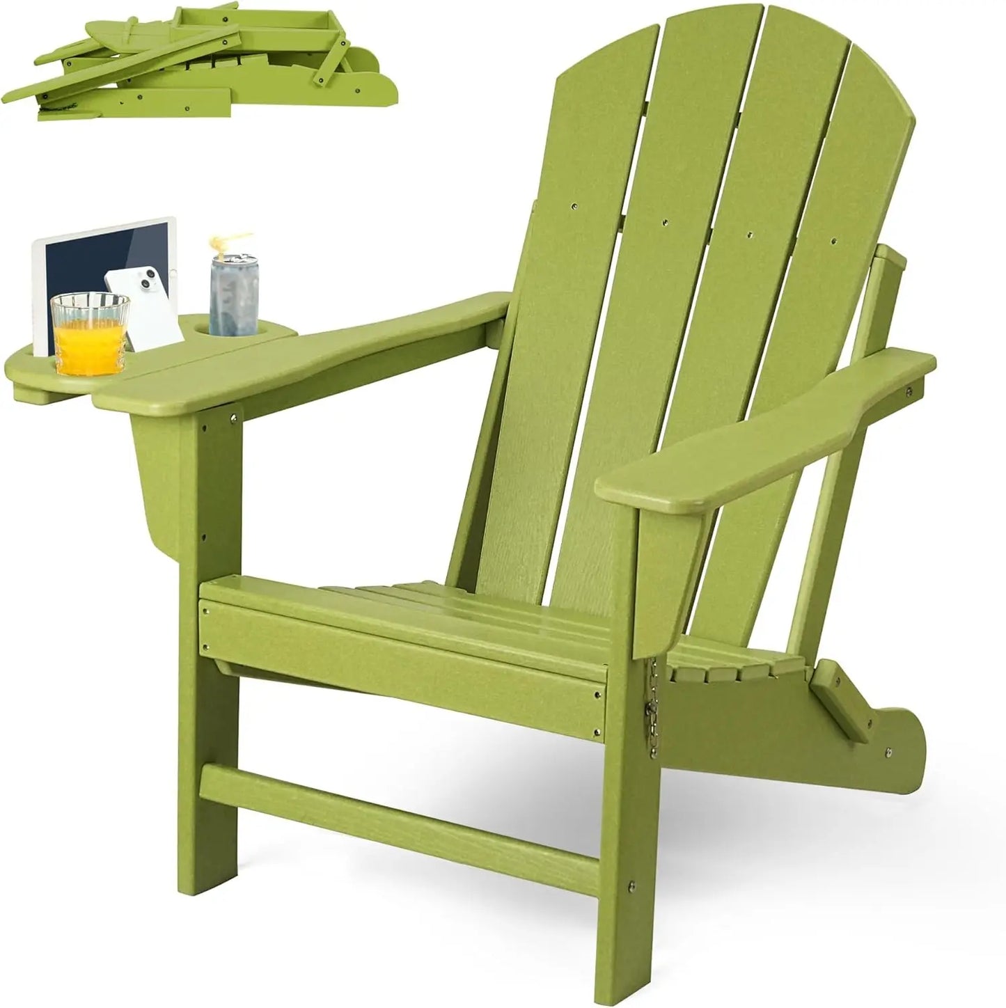 Adirondack Chair Set Chair w/4 in 1 Cup Holder Trays, Weather Resistant Outdoor