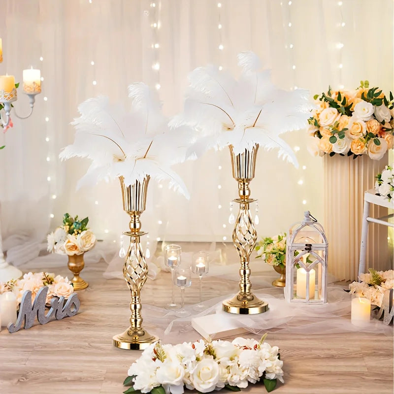 Gold Vase with Chandelier Crystal, 23.2-Inch-Tall Table Decorations for All Occasions