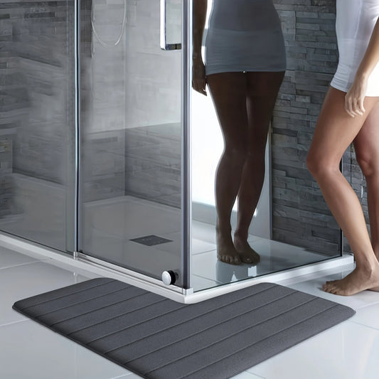 Striped flannel bathroom foot mat shower room absorbent  L-shaped non-slip