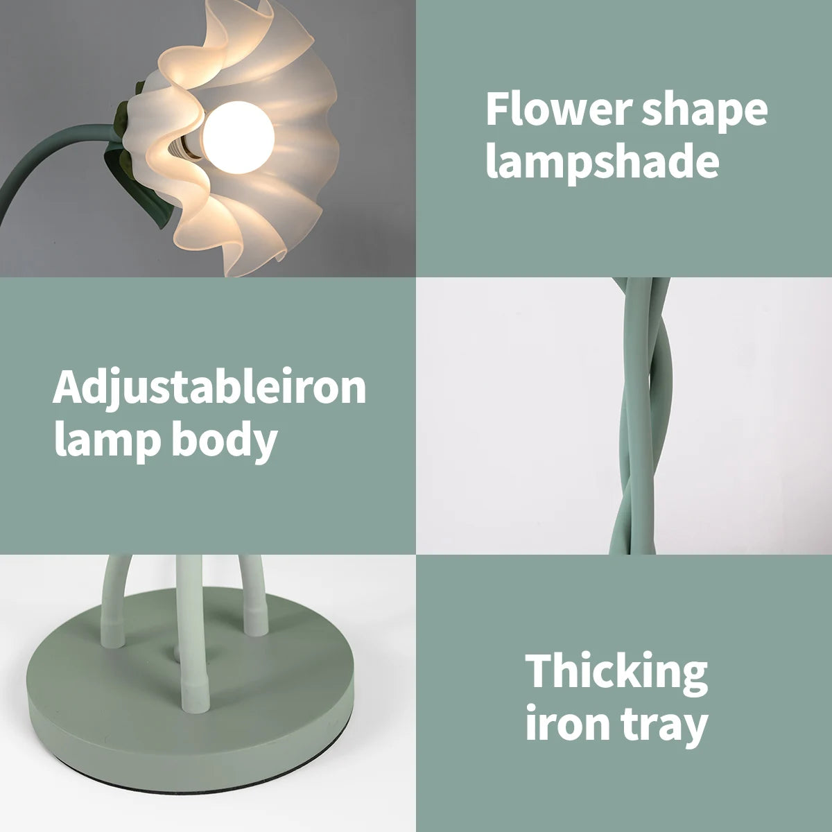Retro Flower Floor Lamp, Contains Bulb, 3-Color Dimmable, with Flexible Neck Shaft Suitable for all rooms