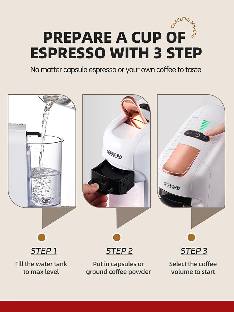 5 in 1 Capsule Coffee Machine Fit Dolce gusto Nespresso Capsule ESE Pod Ground Coffee K-cup 19Bar Hot/Cold