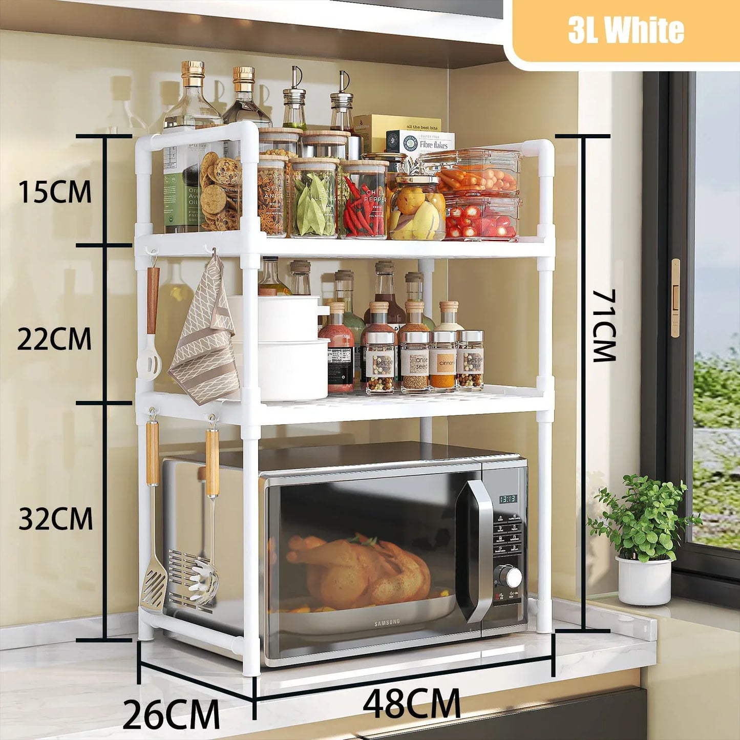 Elevated Design Seasoning Rack Microwave Storage Rack Modern Minimalism Kitchen Organizer