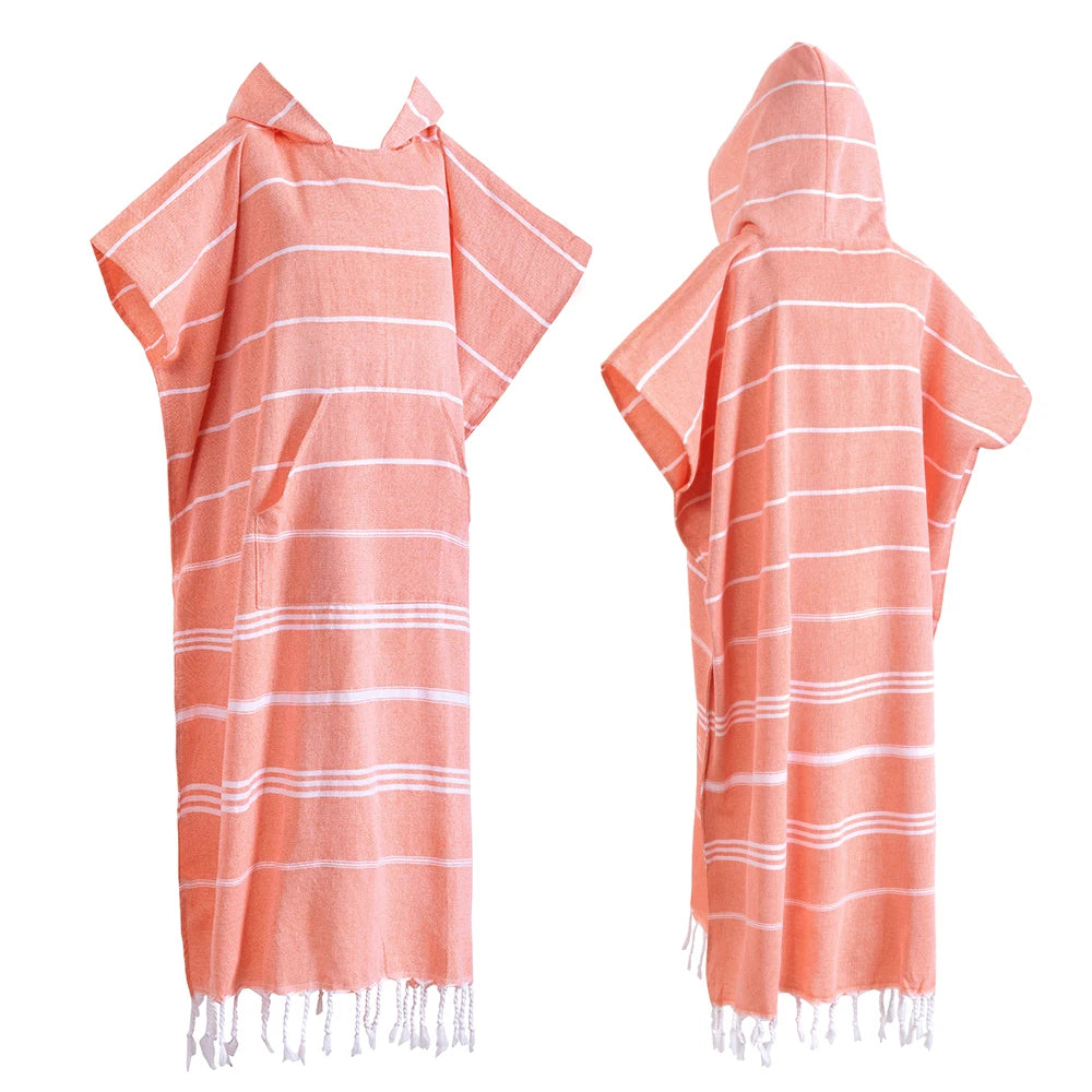 Turkish Wearable Beach Wear Sand proof Cotton Surf Poncho Hooded Wetsuit Quick Drying