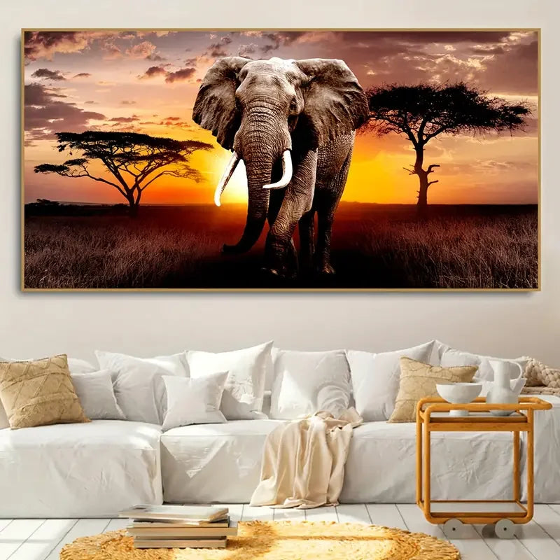 1pc Unframed Canvas Poster Animal Elephant, For Bedroom Living Room Wall Art Decor