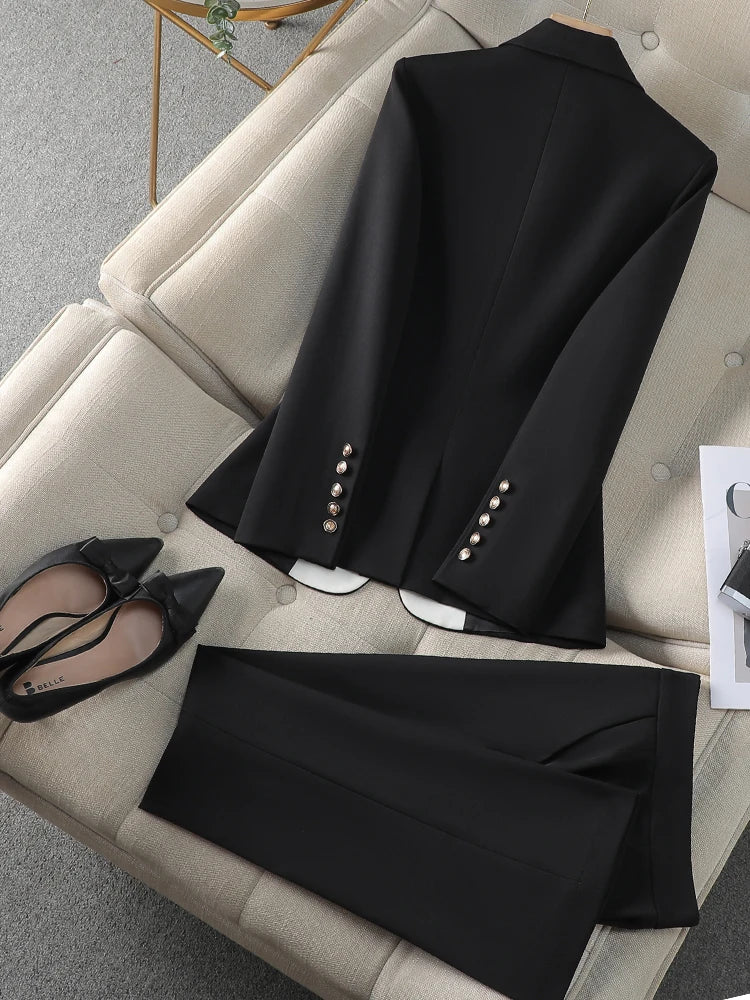 Red Black Beige Women Pant Suit 2 Piece Set Office Ladies Female Business Work Wear Formal Blazer Jacket And Trouser