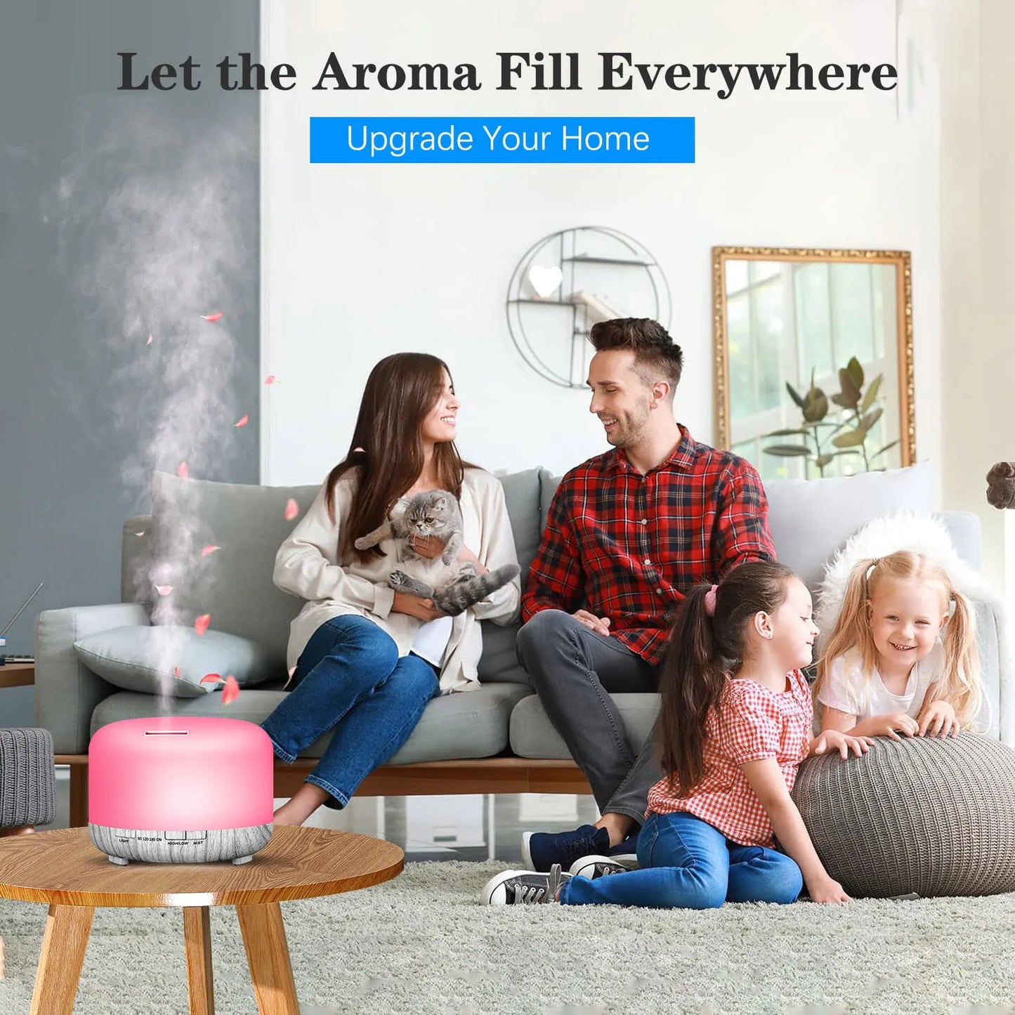 Aroma Diffuser (Oils Optional), Essential Oil Aromatherapy Diffuser Humidifier with Color Remote Control