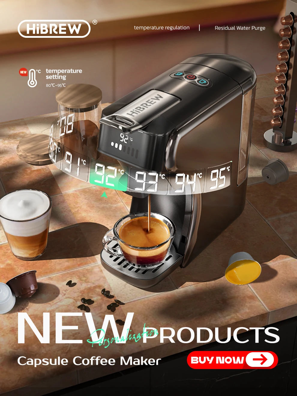 5 in 1 Multiple Capsule Coffee Machine DG Cappuccino Small Capsule ESE Pod Ground Coffee Cafeteria