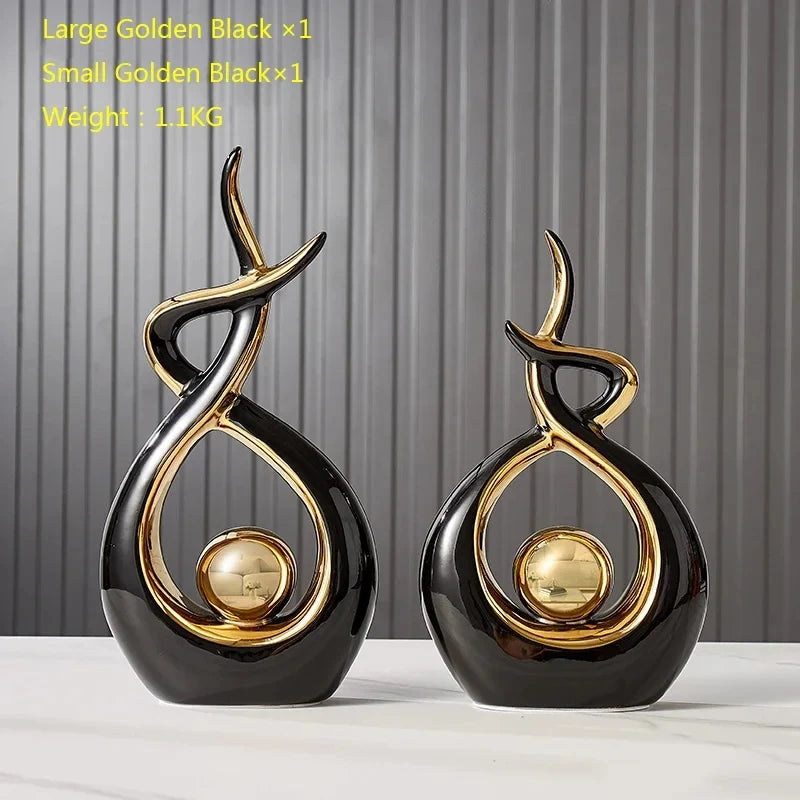 Home Decor Figurines for Living Room Desk Bedroom and  Ceramics Decoration Accessories Statue Sculpture