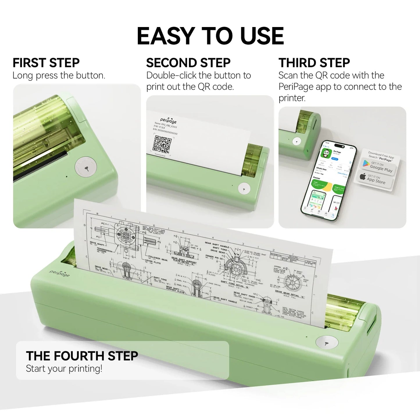 P80 Portable Printers Wireless for Travel, Bluetooth Mobile Printer Portable Compatible with Phone & Laptop