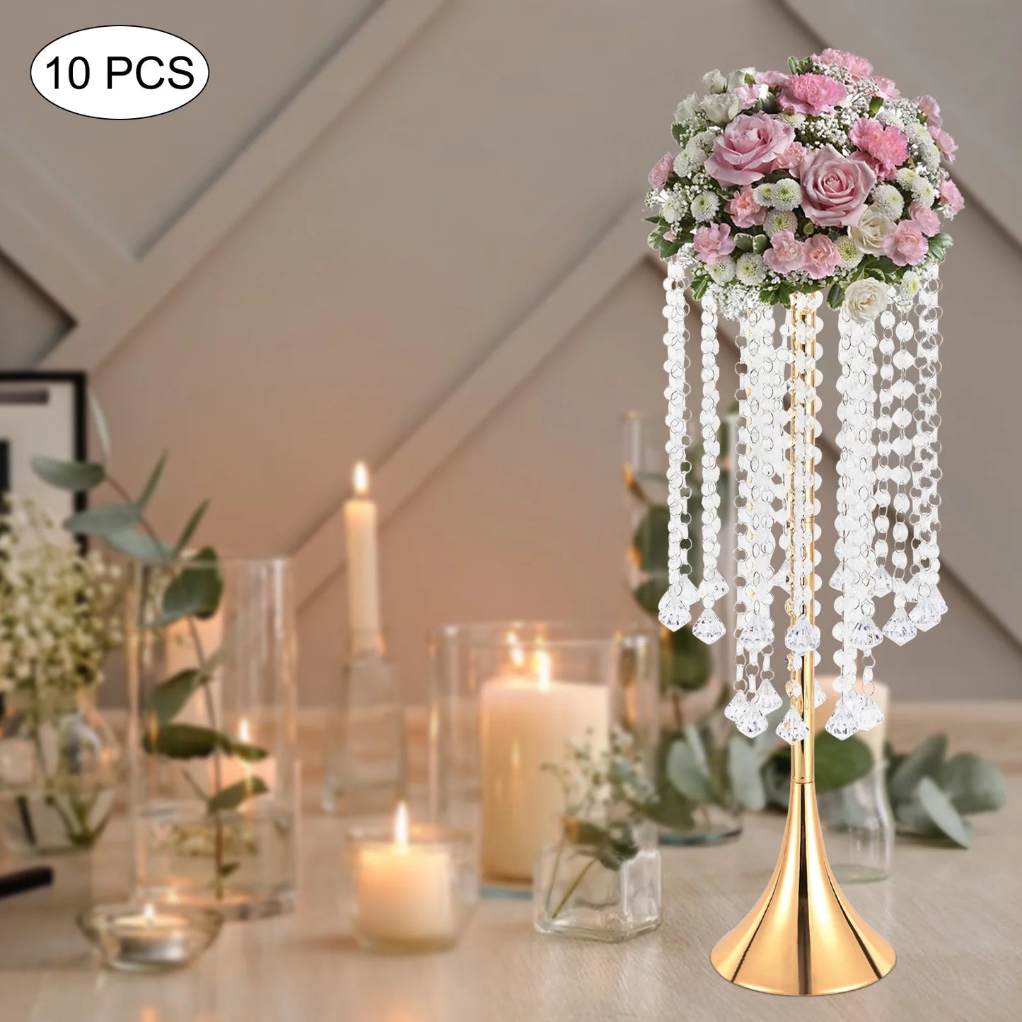 10Pcs Luxurious Flower Stand Centerpieces Flower Stand, Tabletop Dinner Home Decor